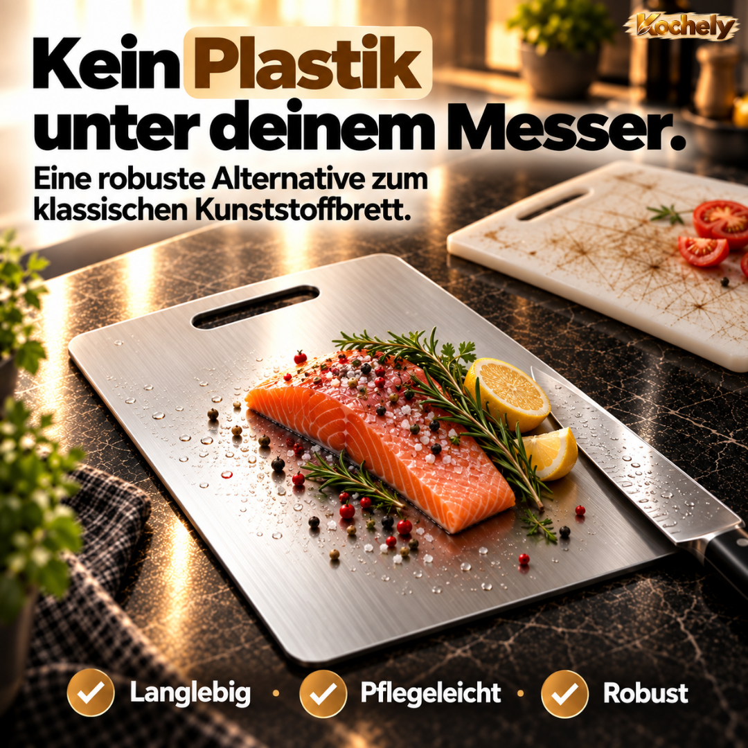 Edelstahl Schneidebrett – Hygienisch & Spülmaschinengeeignet