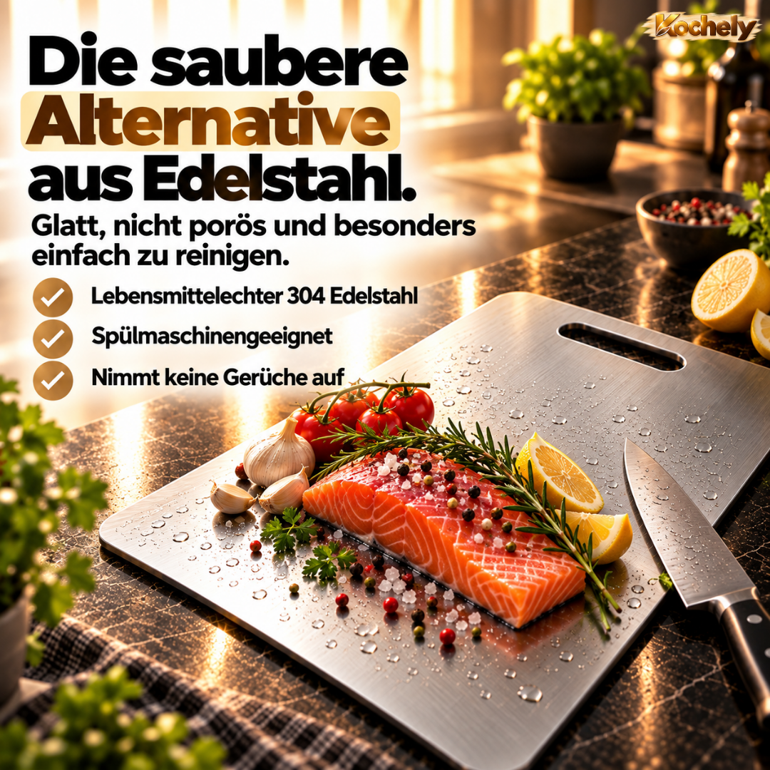 Edelstahl Schneidebrett – Hygienisch & Spülmaschinengeeignet