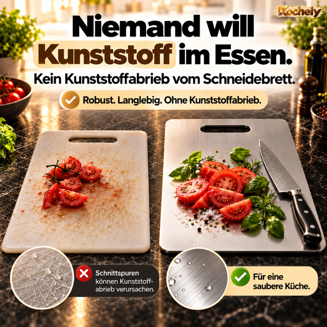 Edelstahl Schneidebrett – Hygienisch & Spülmaschinengeeignet