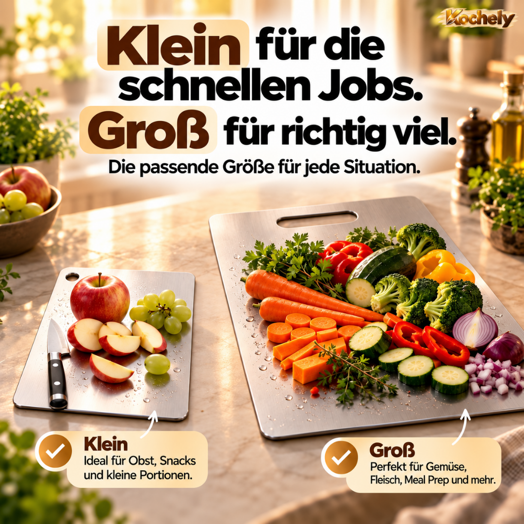 Edelstahl Schneidebrett – Hygienisch & Spülmaschinengeeignet