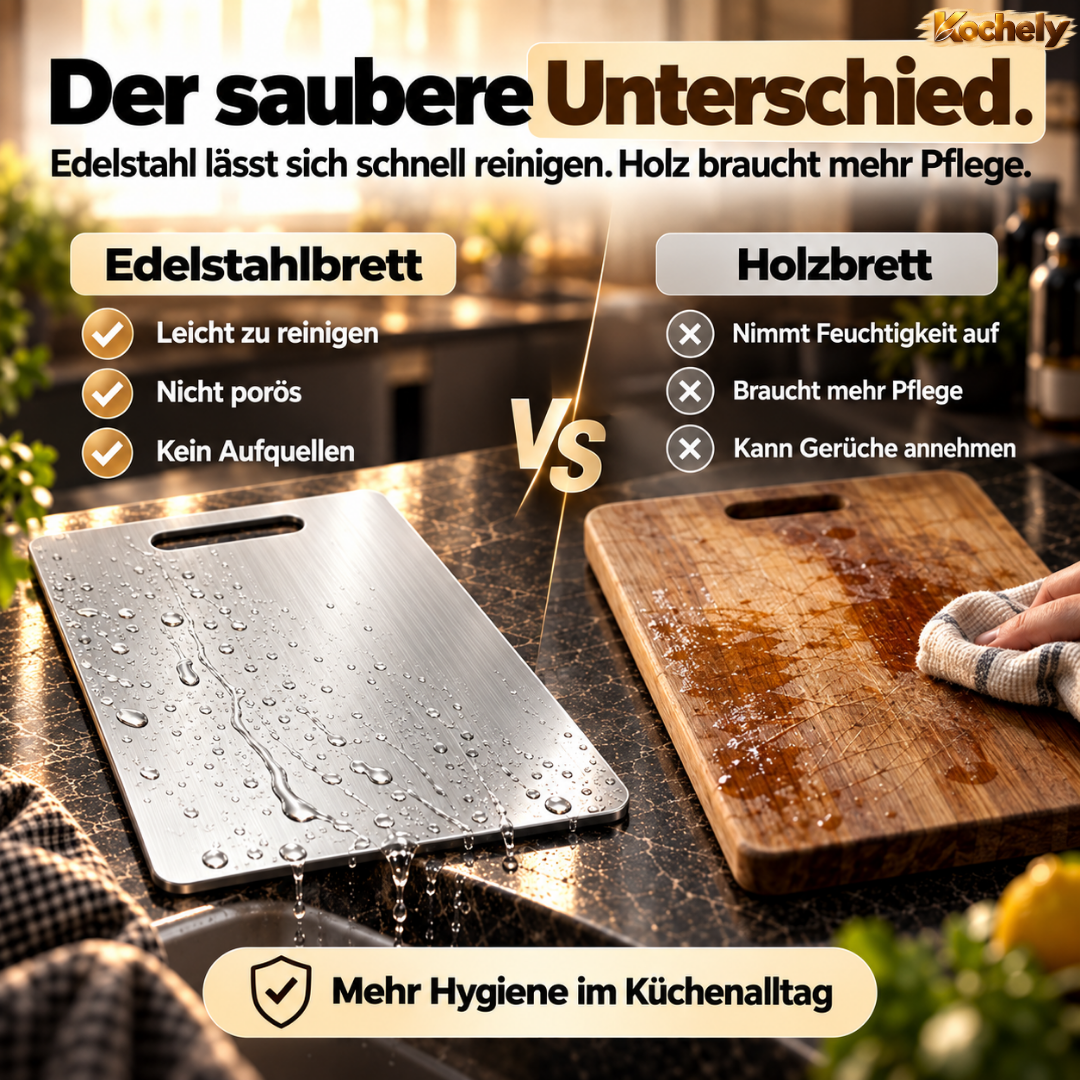 Edelstahl Schneidebrett – Hygienisch & Spülmaschinengeeignet