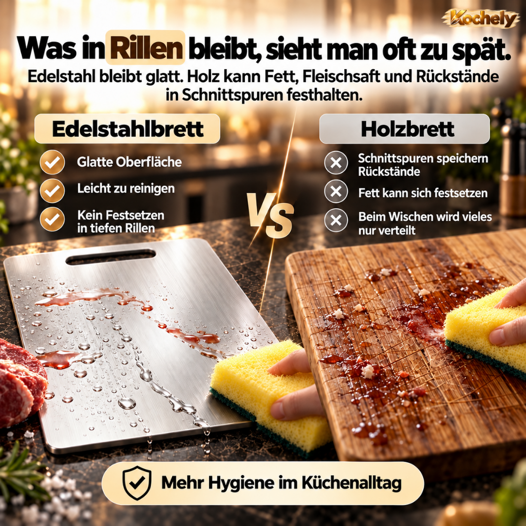 Edelstahl Schneidebrett – Hygienisch & Spülmaschinengeeignet