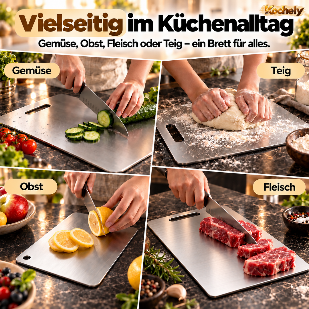 Edelstahl Schneidebrett – Hygienisch & Spülmaschinengeeignet