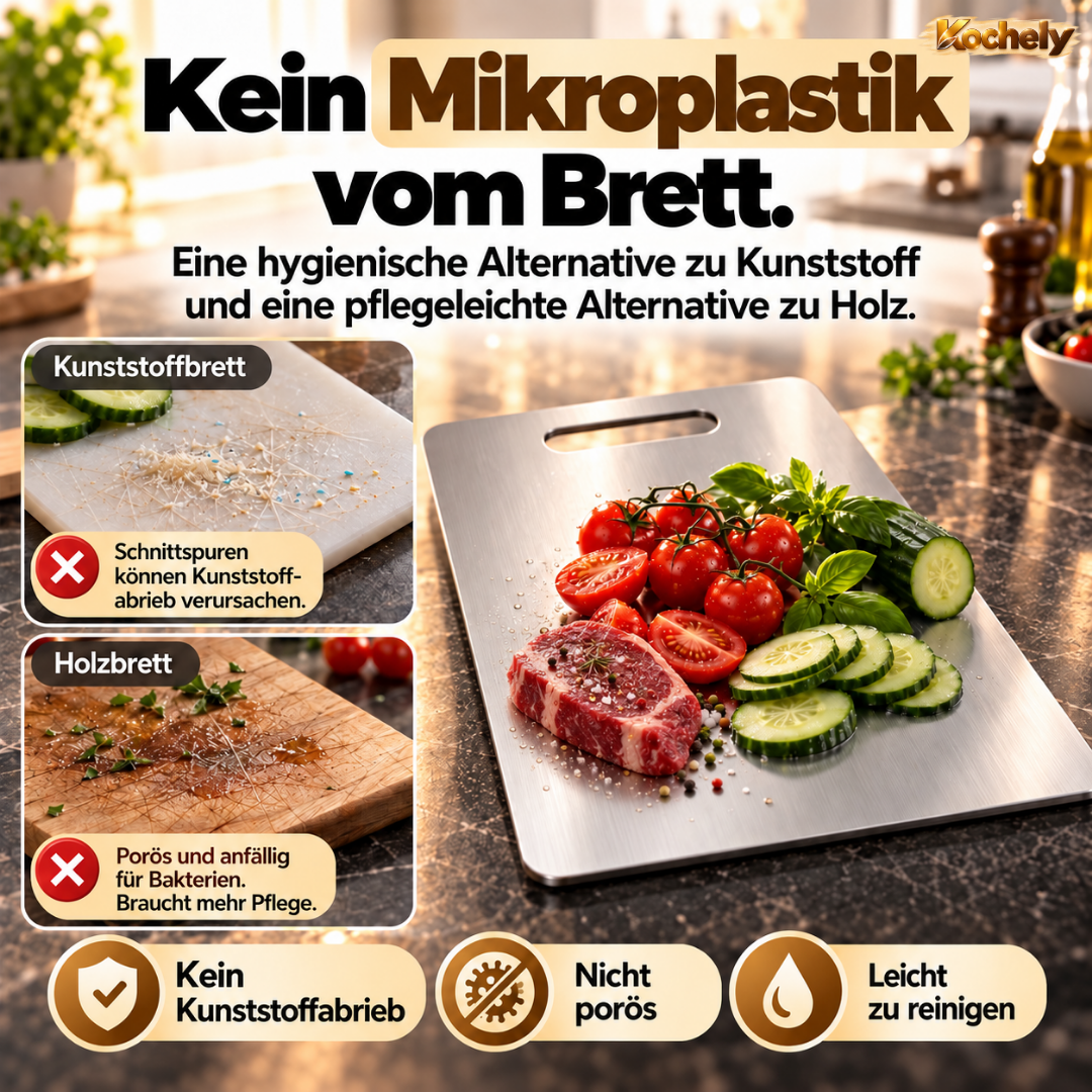 Edelstahl Schneidebrett – Hygienisch & Spülmaschinengeeignet
