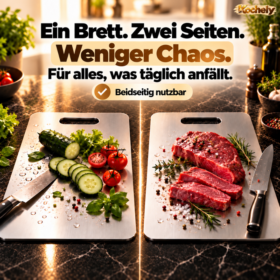 Edelstahl Schneidebrett – Hygienisch & Spülmaschinengeeignet