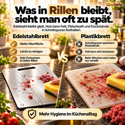 Edelstahl Schneidebrett – Hygienisch & Spülmaschinengeeignet
