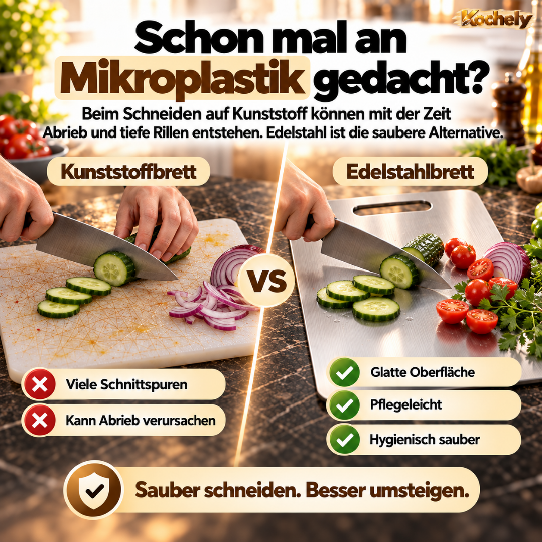 Edelstahl Schneidebrett – Hygienisch & Spülmaschinengeeignet