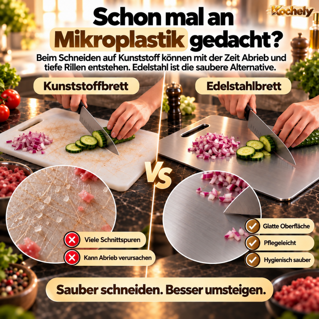 Edelstahl Schneidebrett – Hygienisch & Spülmaschinengeeignet