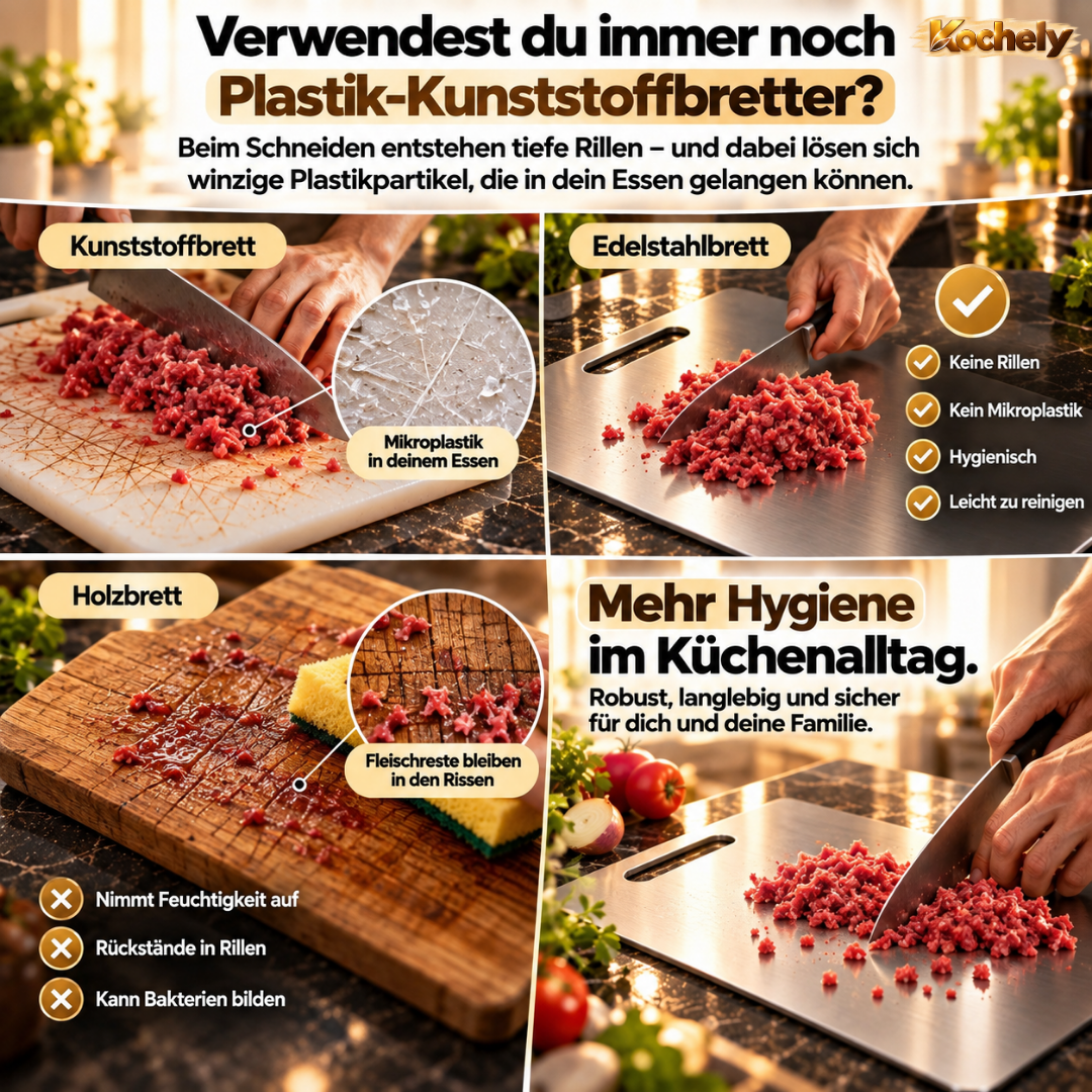 Edelstahl Schneidebrett – Hygienisch & Spülmaschinengeeignet