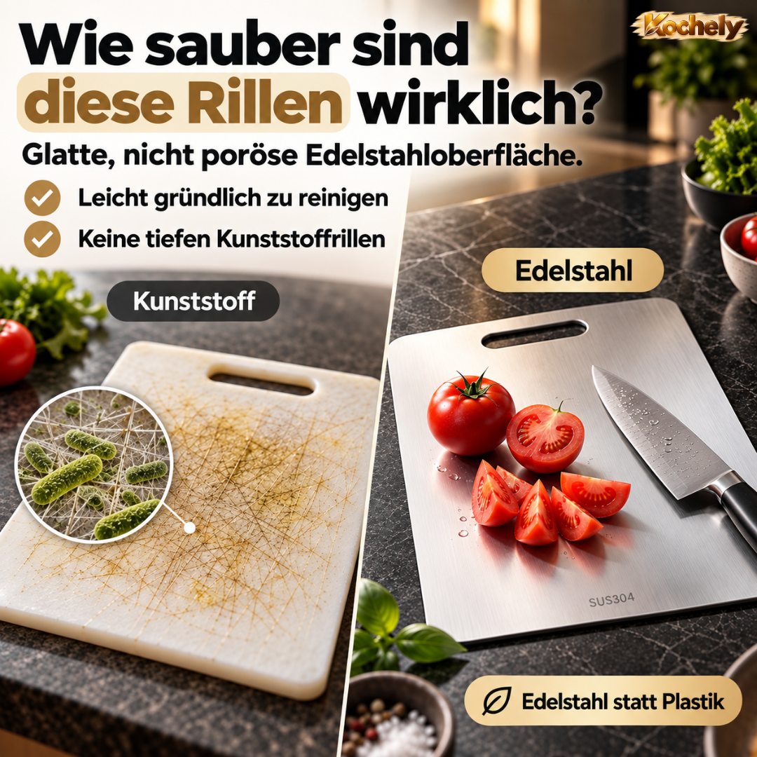 Edelstahl Schneidebrett – Hygienisch & Spülmaschinengeeignet