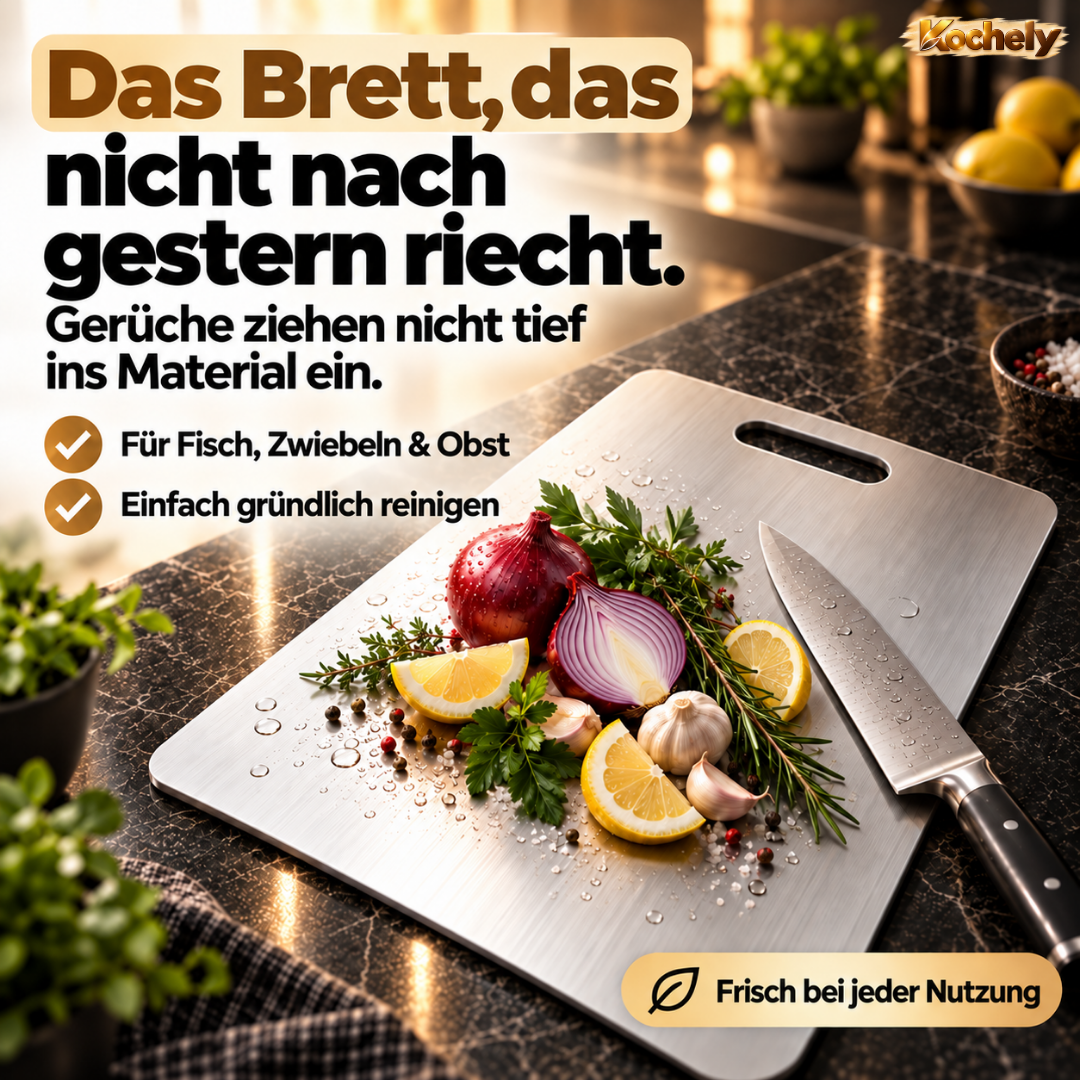 Edelstahl Schneidebrett – Hygienisch & Spülmaschinengeeignet